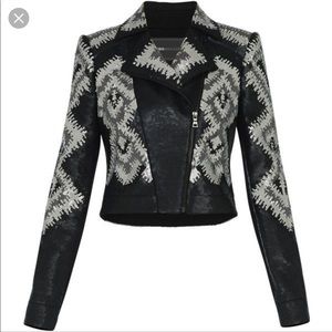 BCBG Abel Geometric Sequin Moto Jacket